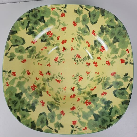 2003 Enesco Carol Rowan Geraniums Serving Bowl Red Green Yellow Pasta - Picture 7 of 13